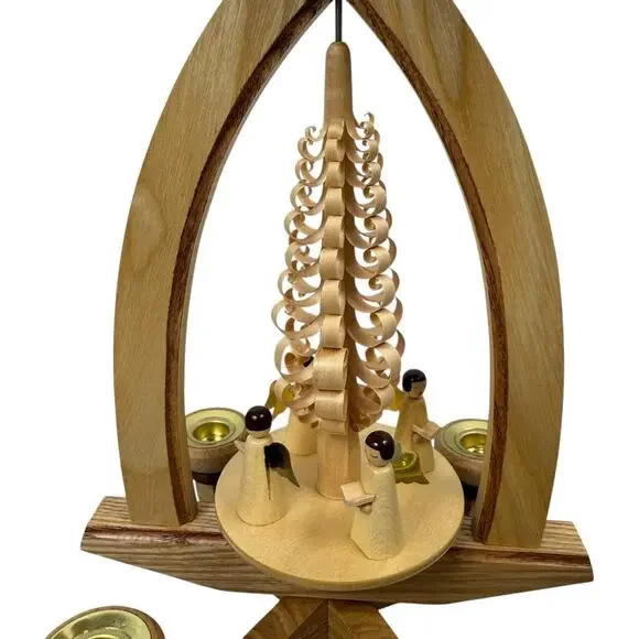 German Christmas Candle Pyramid Wood Windmill Choir Hand Made - Picture 3 of 10